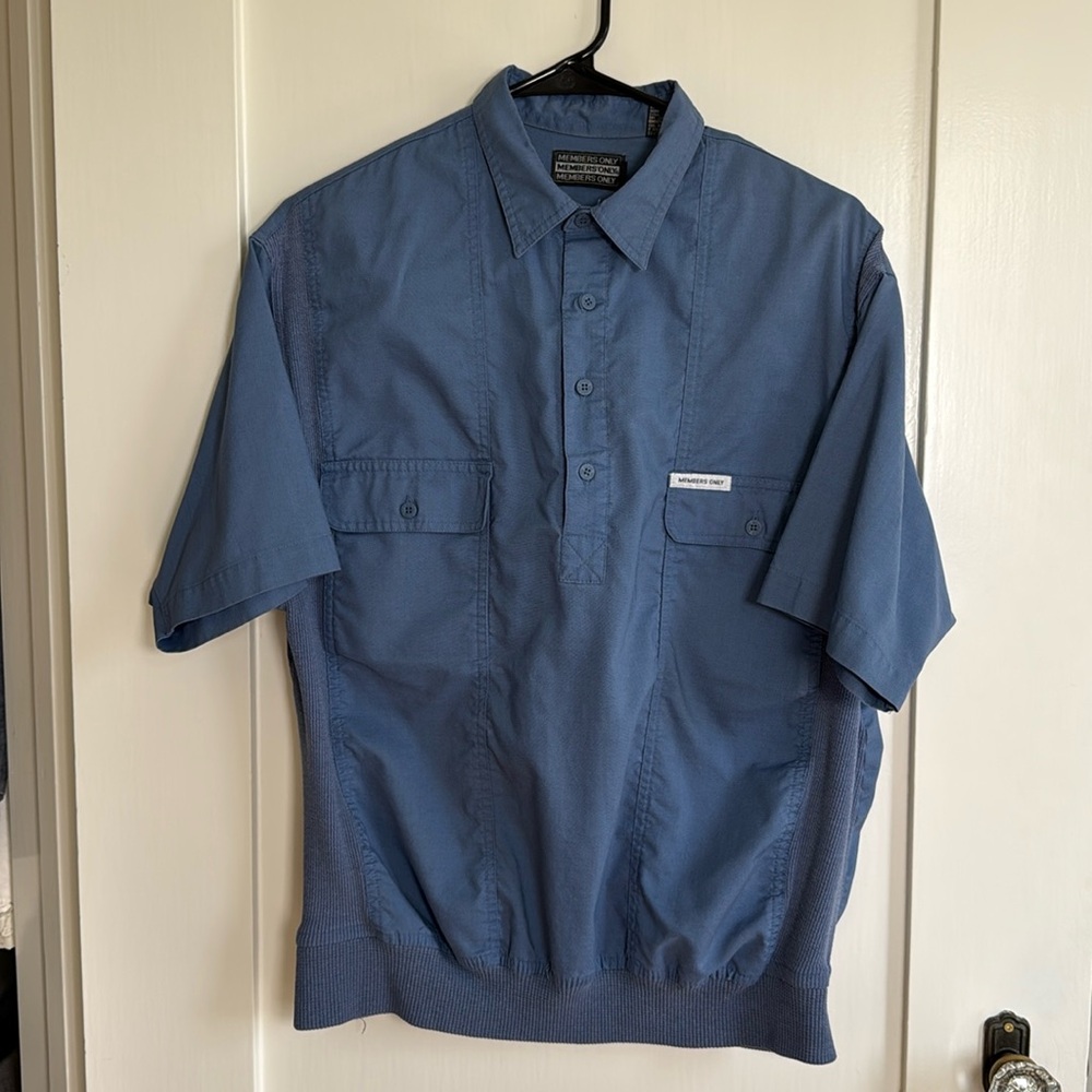 Members Only Blue Short-Sleeve Pullover Utility Shirt